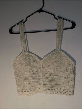 Zara Cream Crochet Crop Top